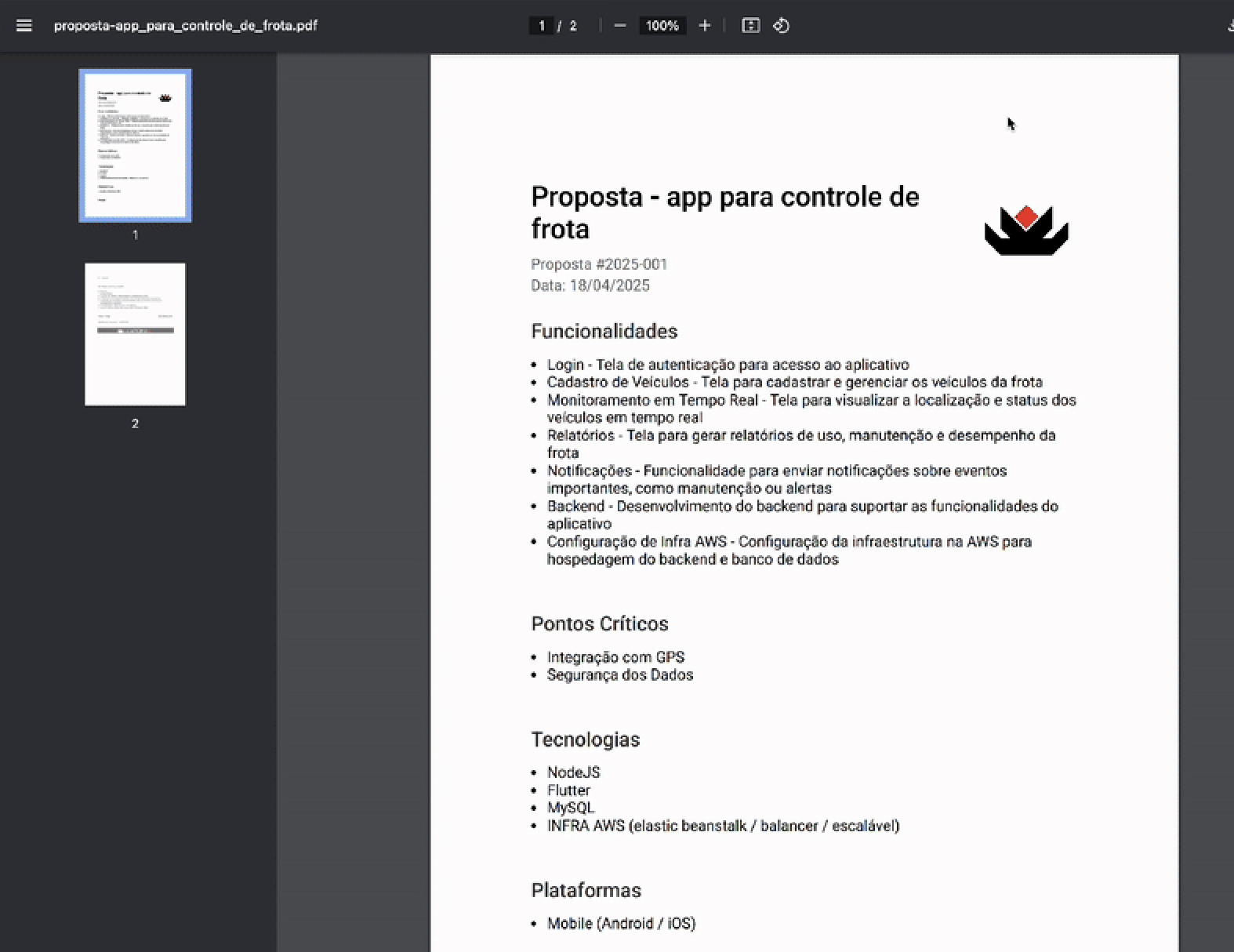 Orçamentos em PDF